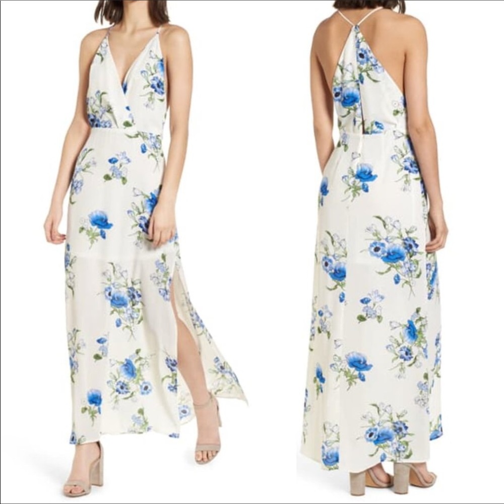 🌷 Lush Floral Maxi Dress Spaghetti Strap Surplice
